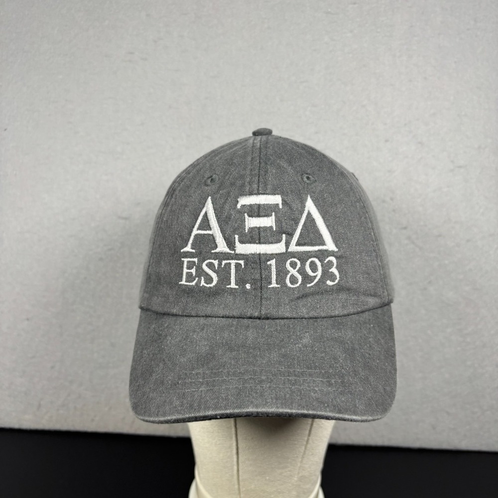 Alpha Xi Delta Greek Letters Baseball Cap Distressed Gray Embroidered AΞΔ Hat